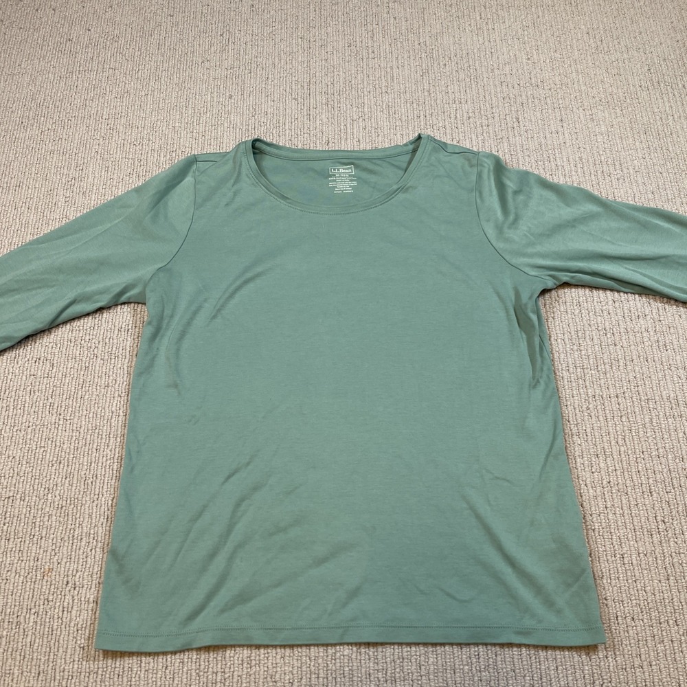 LL Bean Women's Medium Long Sleeve Shirt 100% Supima Cotton Stretch 3/4 Sleeves